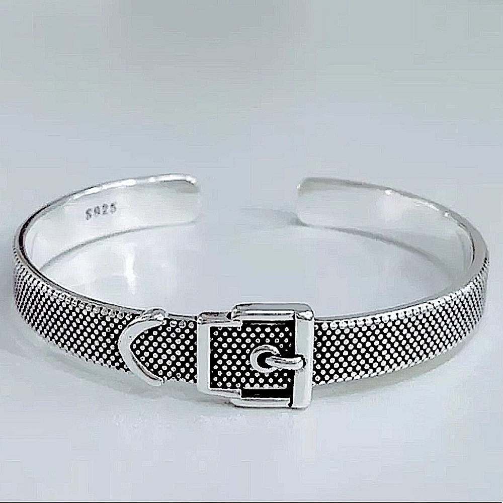 Buckle Sterling Silver Buckle Bangle Cuff Bracelet